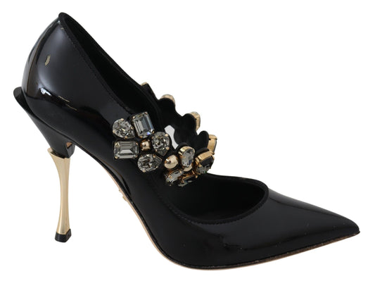 Scarpe cristalline in pelle nera Dolce & Gabbana