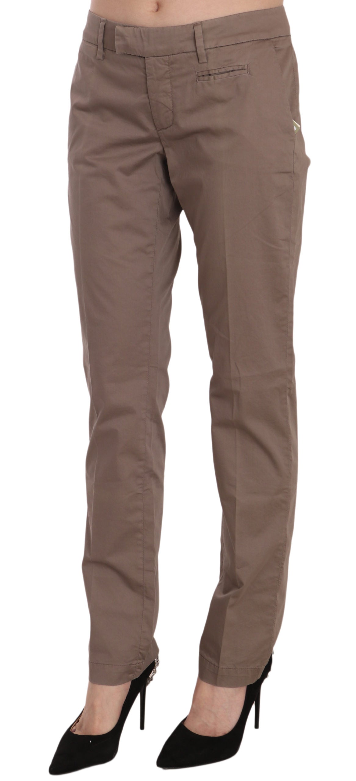 Pantalon de pantalon droit à taille basse brune
