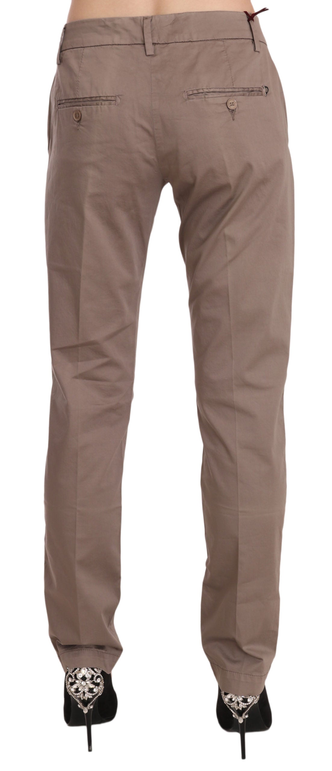 Pantalon de pantalon droit à taille basse brune