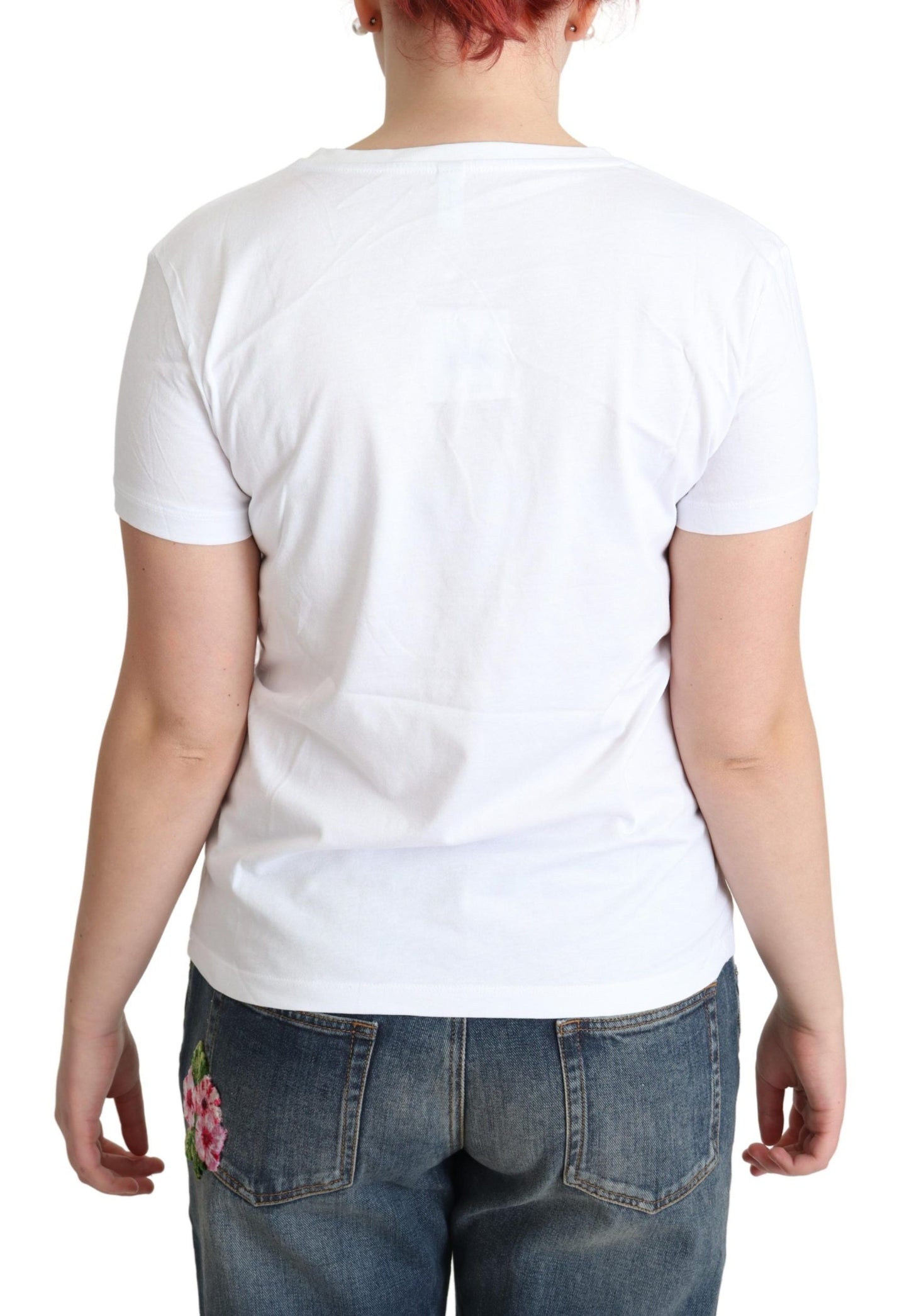 T-shirt à imprimé alphabet de coton blanc moschino t-shirt