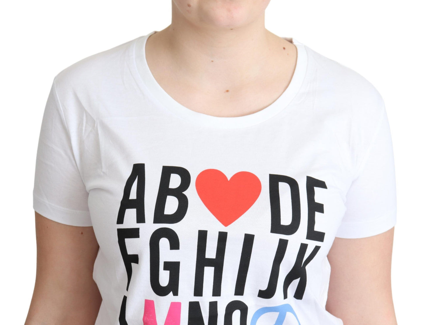 T-shirt à imprimé alphabet de coton blanc moschino t-shirt