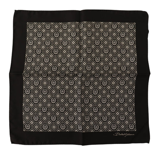 Dolce & Gabbana Schwarz gemustertes DG Logo Quadrat Taschentuch Schalel