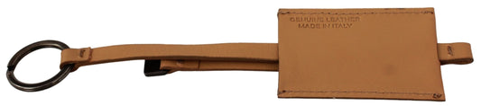 Costume National Beige Leather Brand Keyring Keyring Keychain