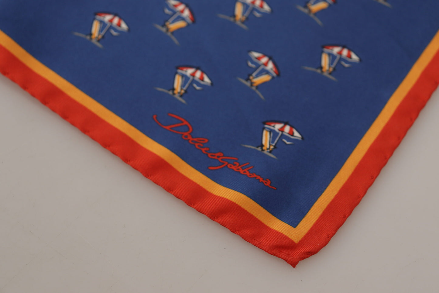 Dolce & Gabbana Blaudruck quadratischer Herren Taschentuch 100% Seidenschal