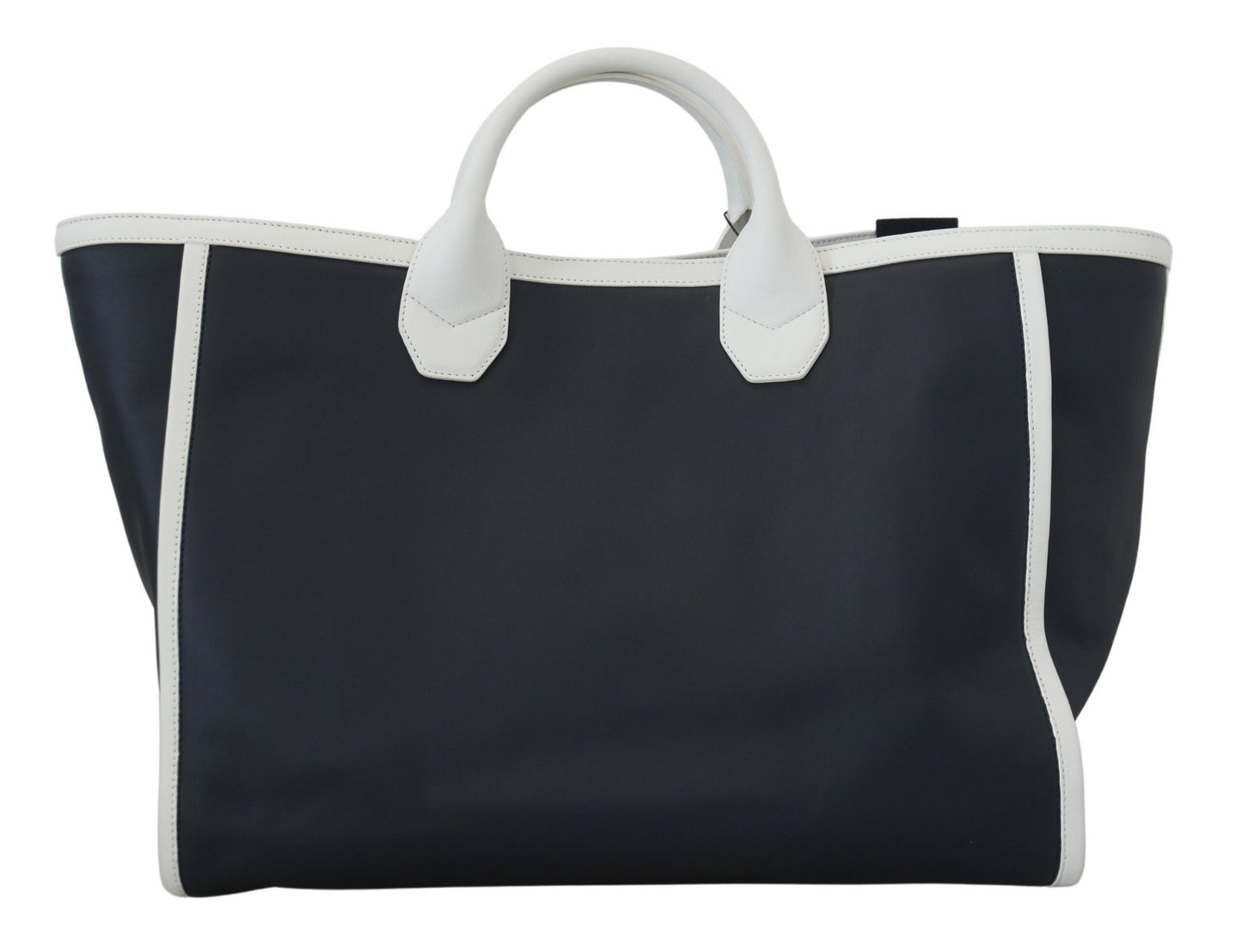 Dolce & Gabbana White Blue Leder Shopping Tasche Tasche