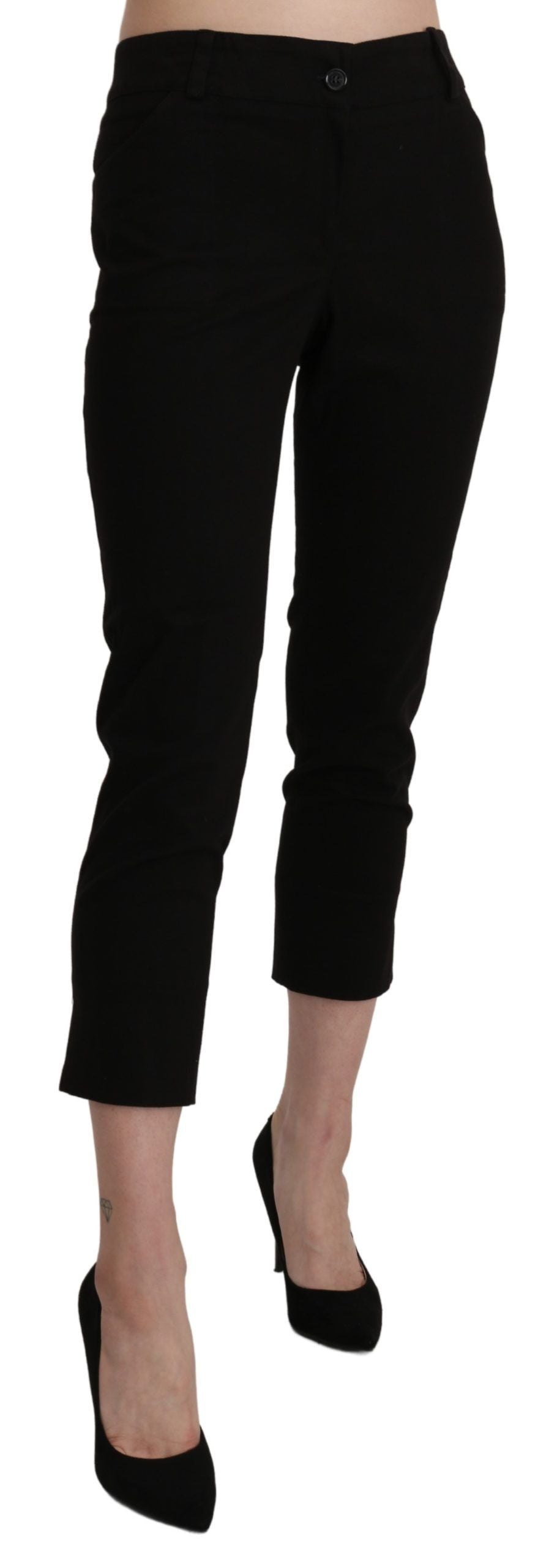 Bencivenga schwarz hohe Taille dünne Kleidungshosen Hosen Hosen