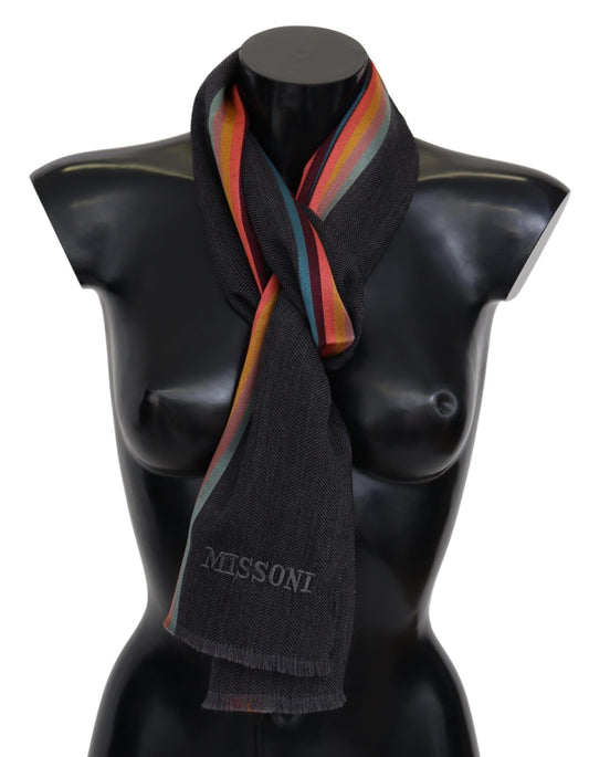 Missoni Multicolor gestreifte Wolle Unisex Neck Wrap Schal