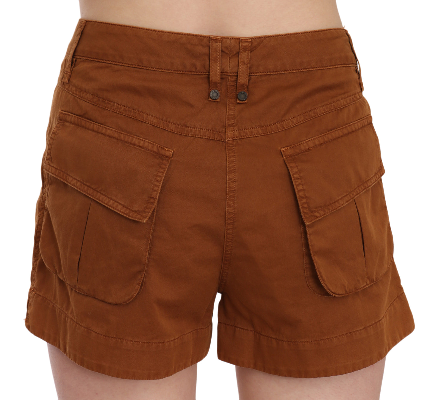 Plein Sud Brown mittlere Taille Baumwoll -Denim -Mini -Shorts