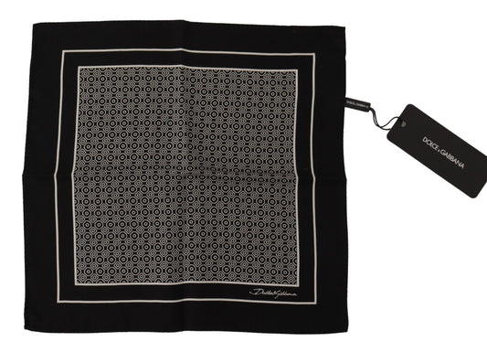 Dolce & Gabbana Black Geometrisch gemustertes Quadrattaschentuch Schalel