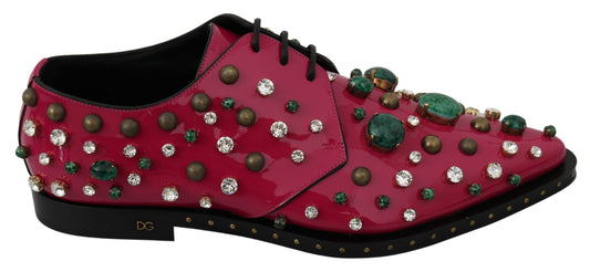 Dolce & gabbana rose en cuir cristaux robe chaussures de broque