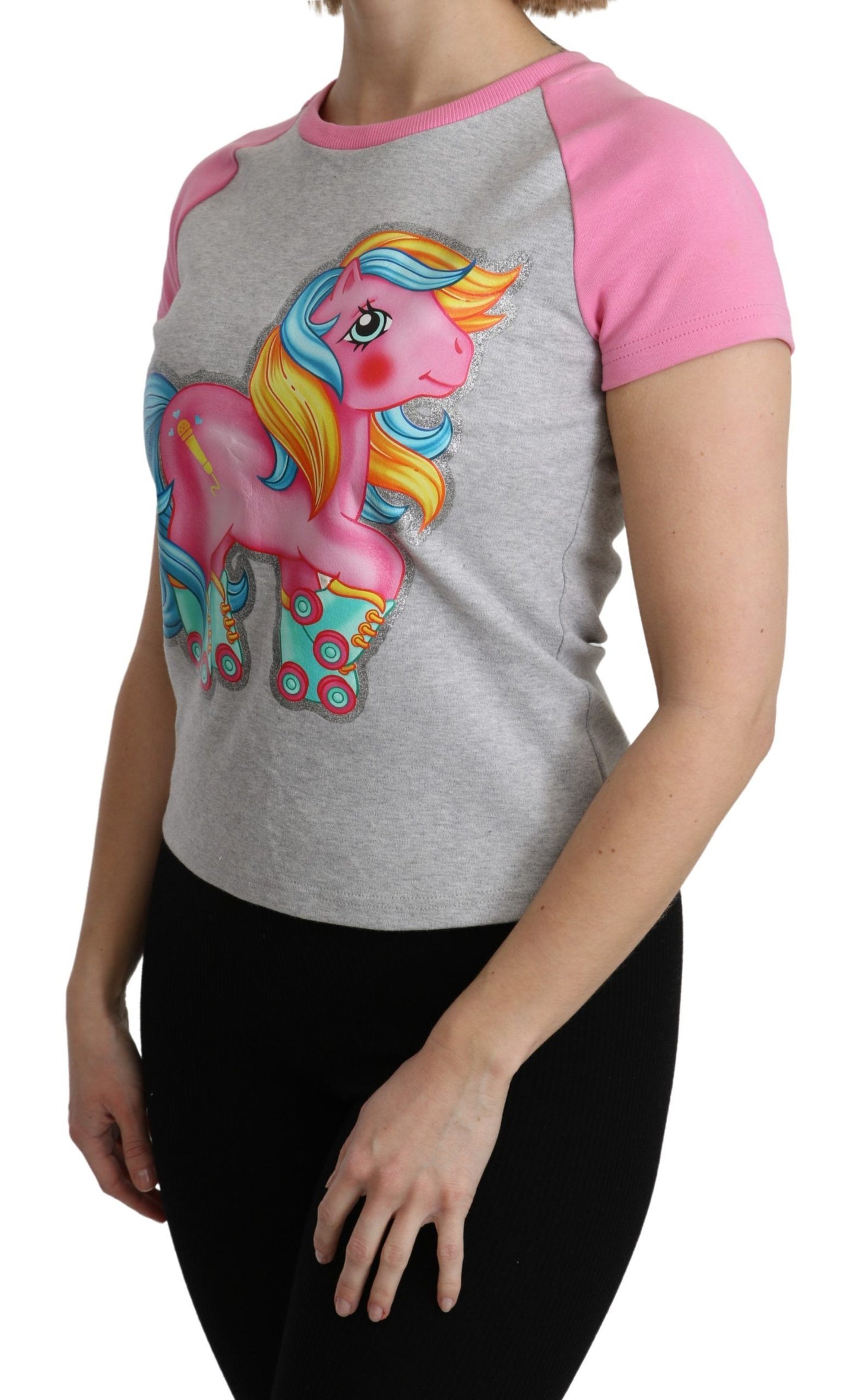 T-shirt en coton gris moschino et rose mon petit poney top