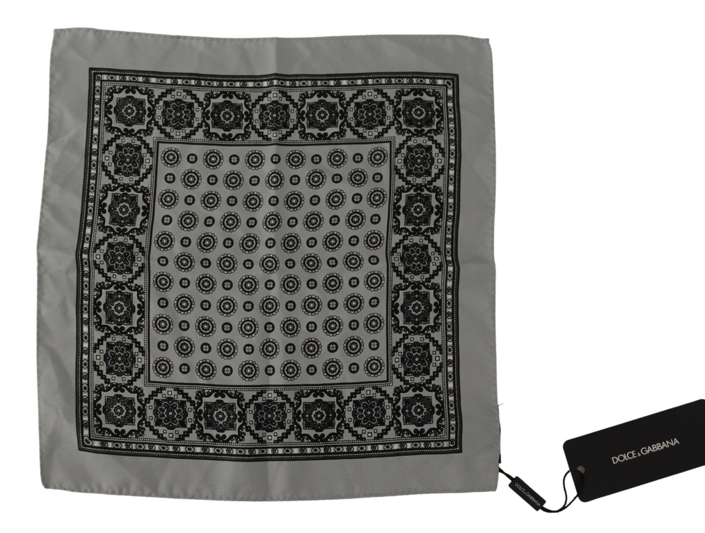 Dolce & Gabbana grau gemusterte quadratische Herren Taschentuch Seideschal