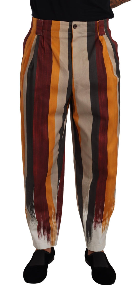 Pantalon à pantalon conique en coton à rayures à rayures Multicolor Dolce & Gabbana