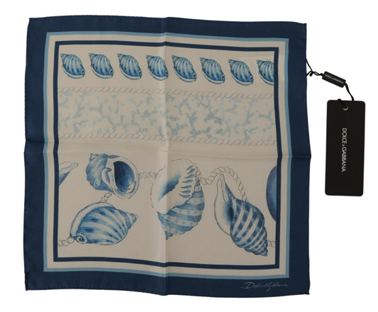 Dolce & Gabbana weiße blaue Muscheln Druckquadrat -Taschentuch Schal