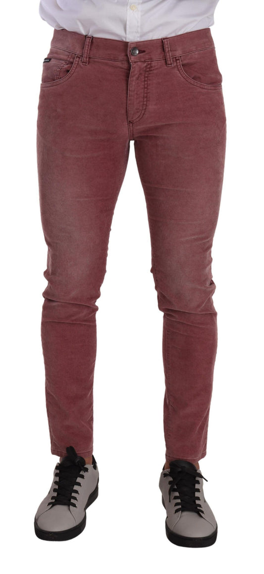Dolce & Gabbana rosa Cordwäsche Baumwolle dünne Männer Jeans Jeans