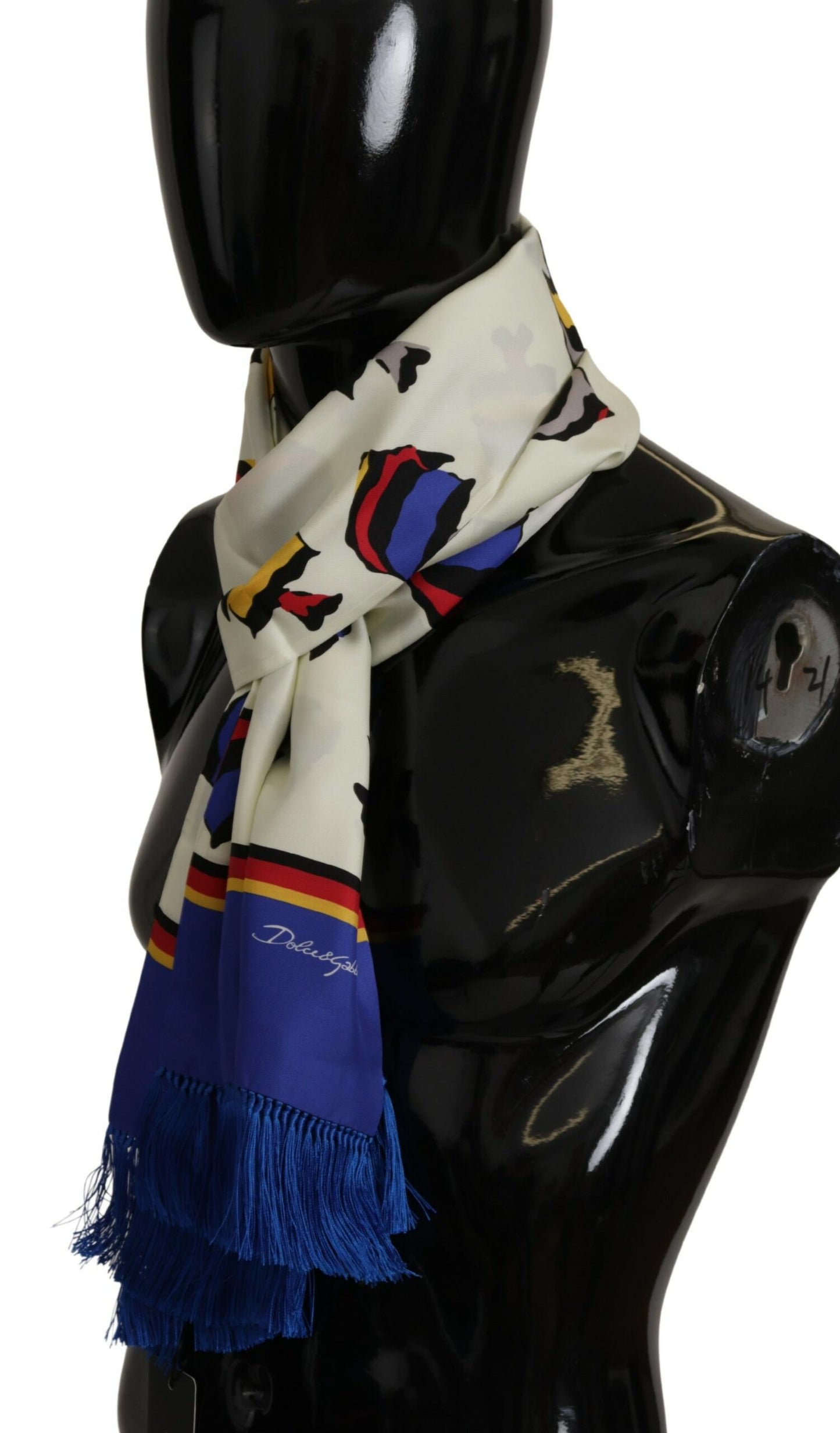 Dolce & Gabbana Multicolor Multicolor Stamping Scialle Avvolgimento del collo Fringa sciarpa