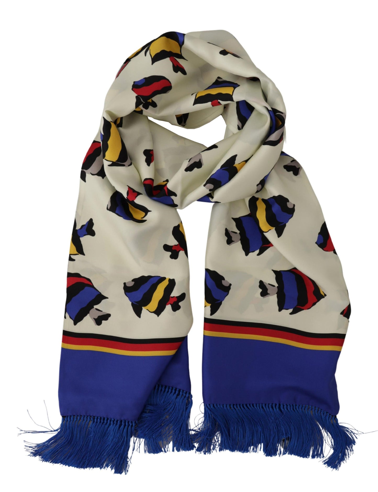 Dolce & Gabbana Multicolor -Fisch gedruckter Schal Hals Wrap Randschal