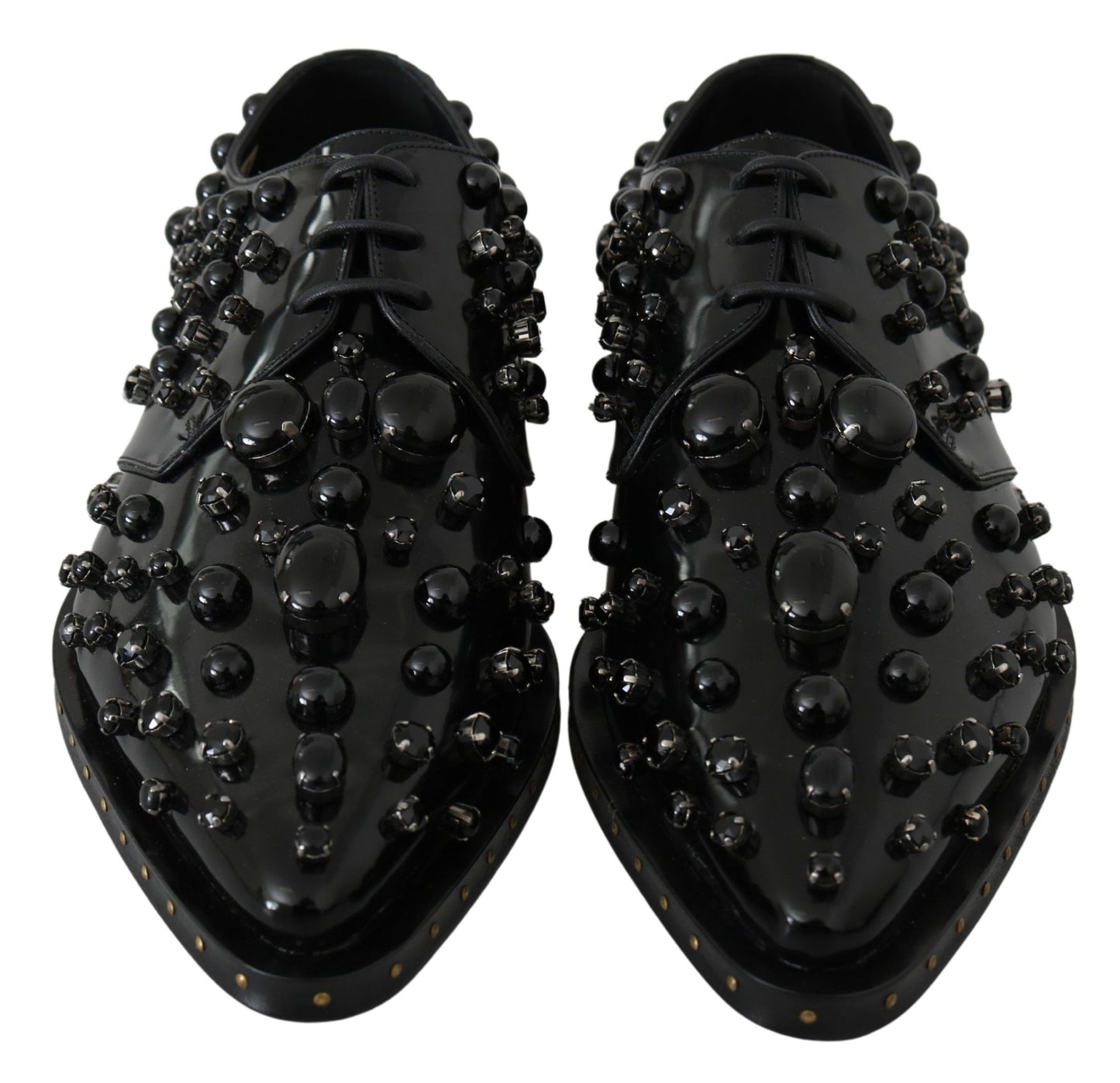 Dolce & Gabbana Black en cuir cristaux robe chaussures de broque