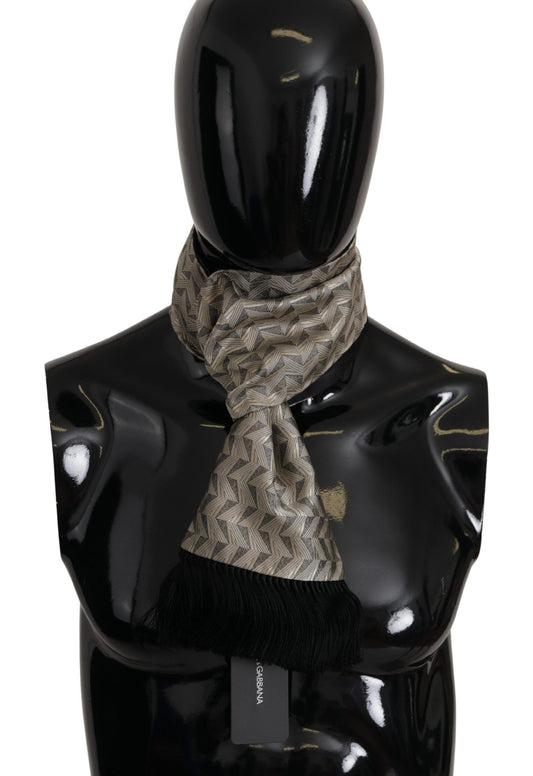 Dolce & Gabbana Black Grey Grey Geometric Mustered Shawl Fringe