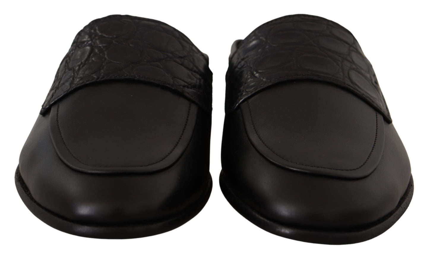 Dolce & Gabbana en cuir noir Sandales Caiman Sandales Chaussures