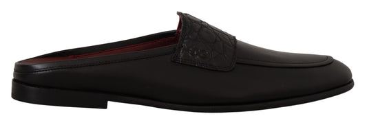 Dolce & Gabbana in pelle nera sandali Caiman Slide Slip scarpe
