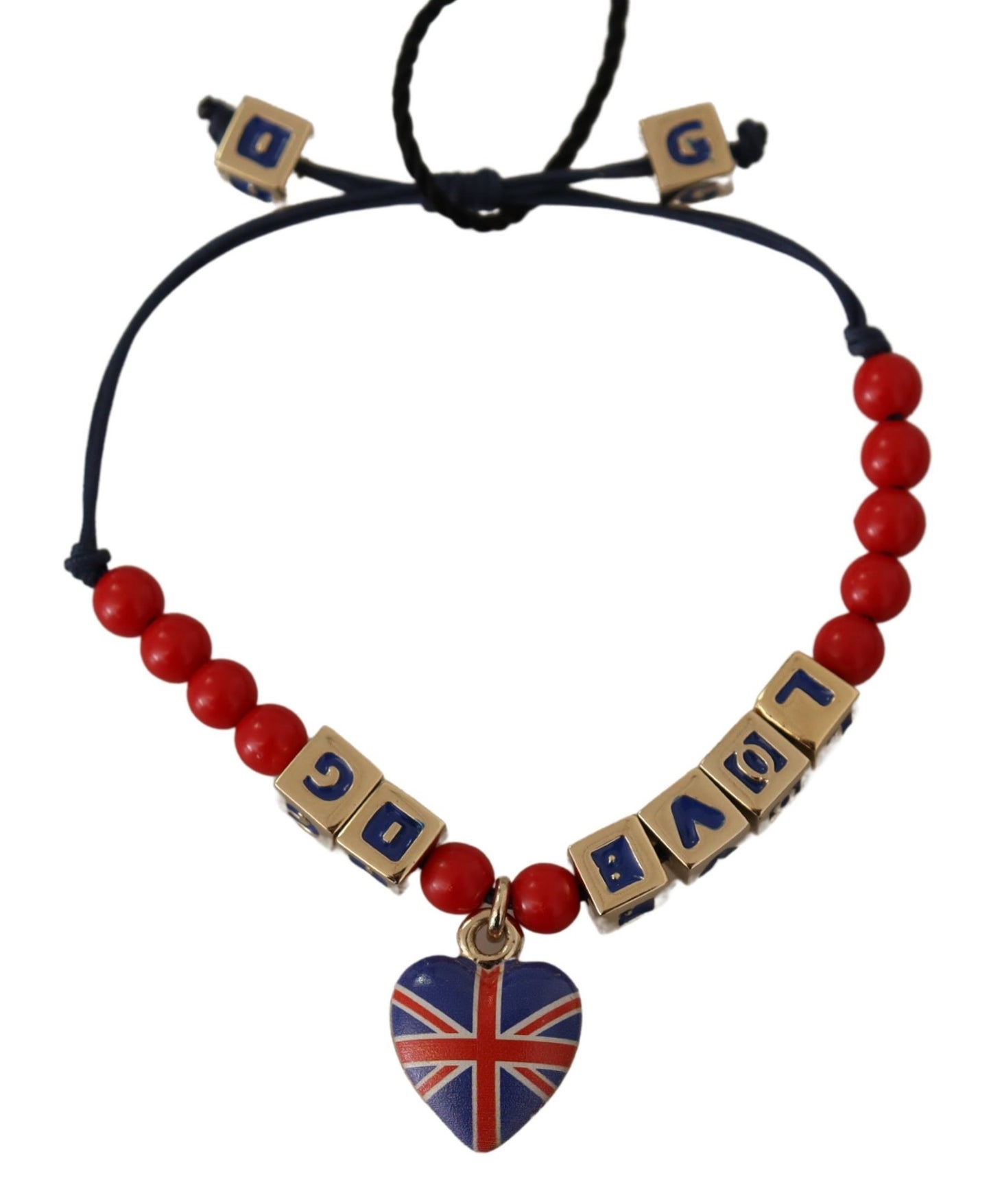 Dolce & Gabbana Blue Blue Breded DG Loves London Flag Brandhed Bracelet