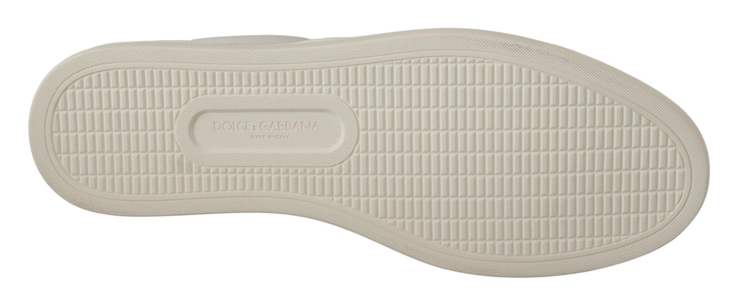 Dolce & Gabbana White Suede en cuir bas bas de baskets