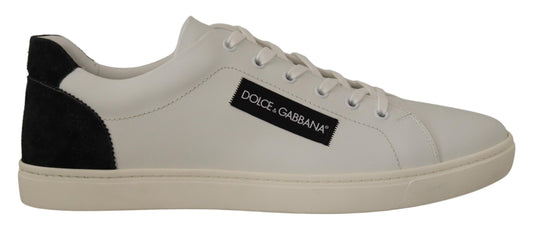 Dolce & Gabbana Weiß schwarzes Leder Low Schuhe Sneakers