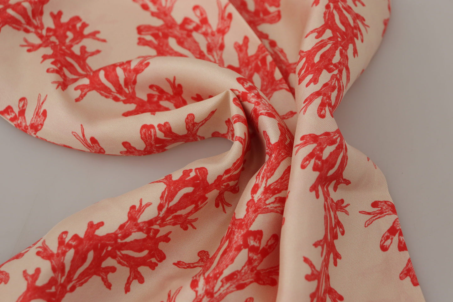 Dolce & Gabbana White Red Coral Stampa a forma di scialle di sciarpa frangia