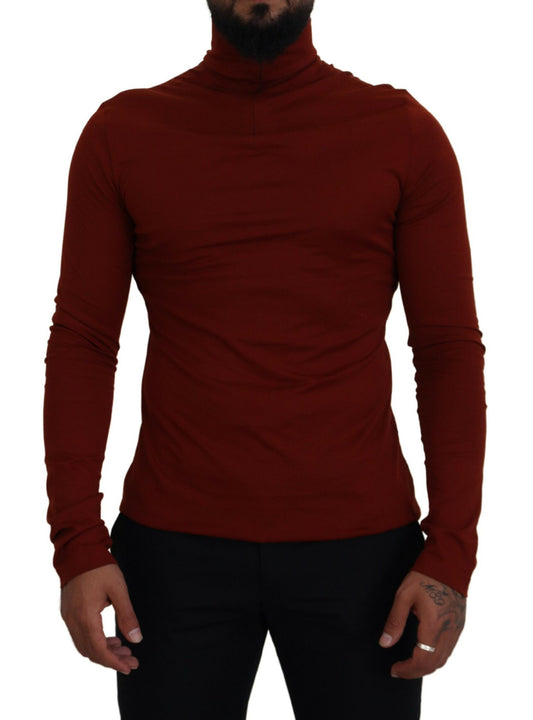 Dolce & Gabbana Elegant Maroon Collar Zip Sweater