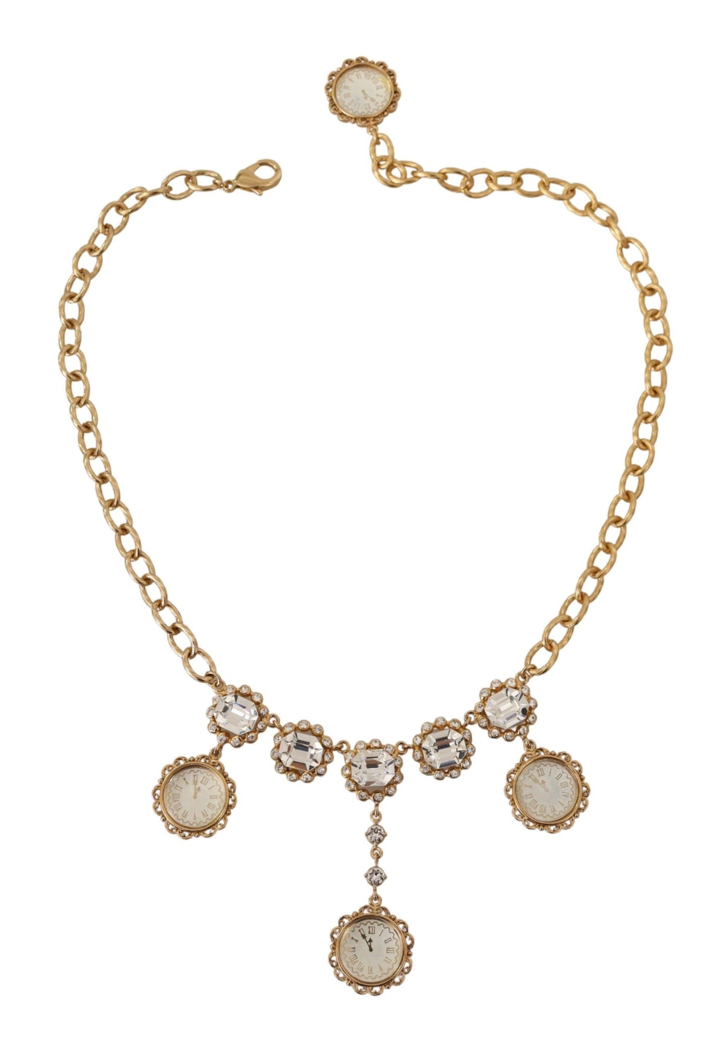 Dolce & Gabbana Gold Uhr Statement Kristallketten Halskette