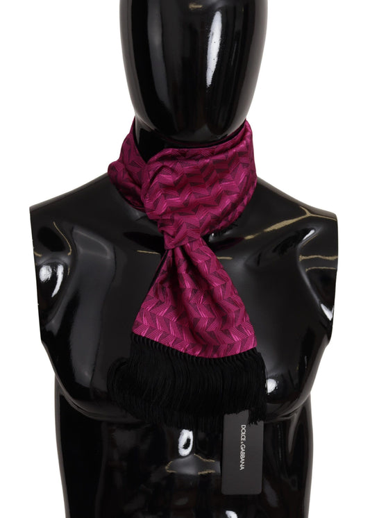 Dolce & Gabbana magenta geometrica a scialle di scialle di seta frangia