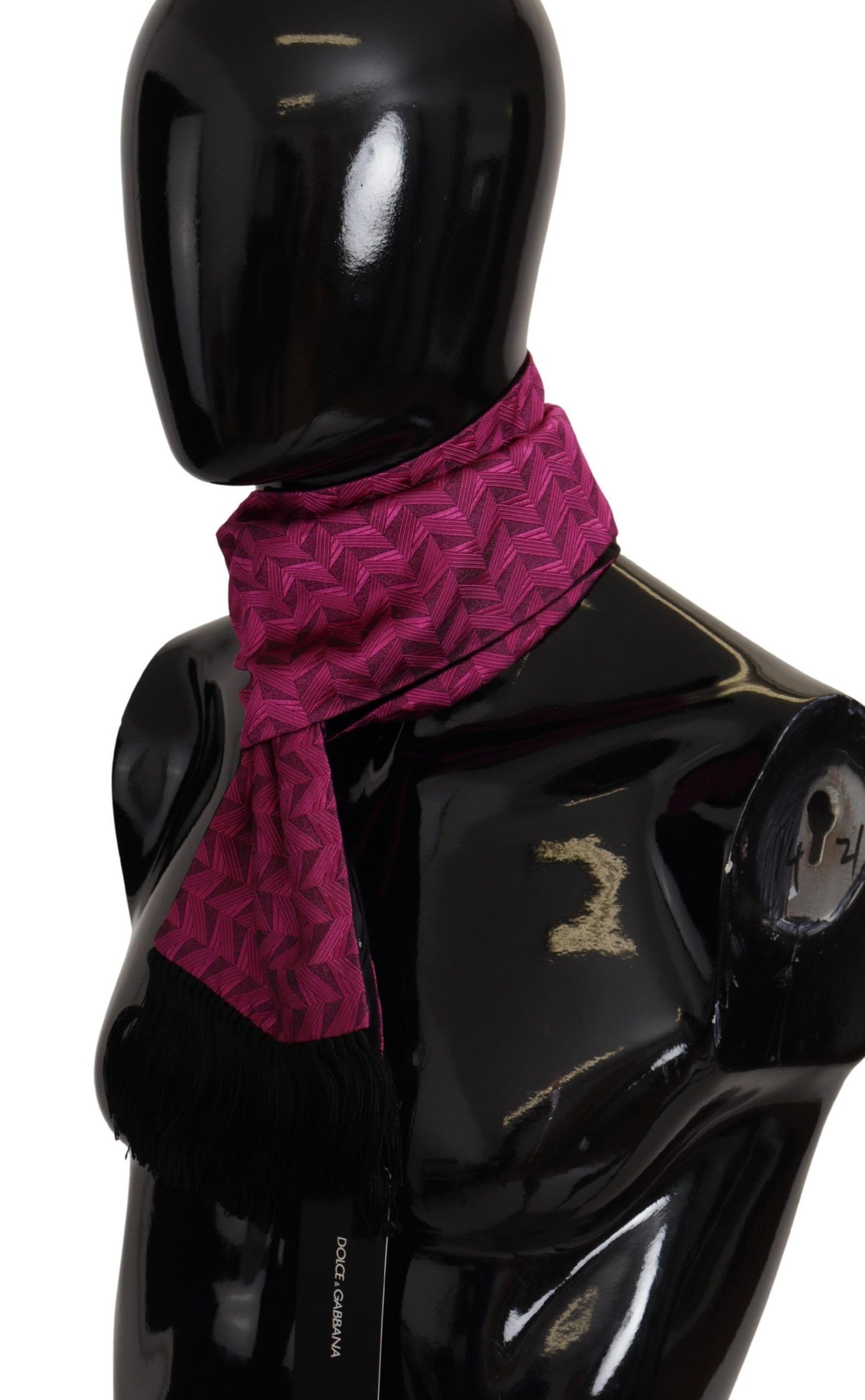 Dolce & Gabbana magenta geometrica a scialle di scialle di seta frangia