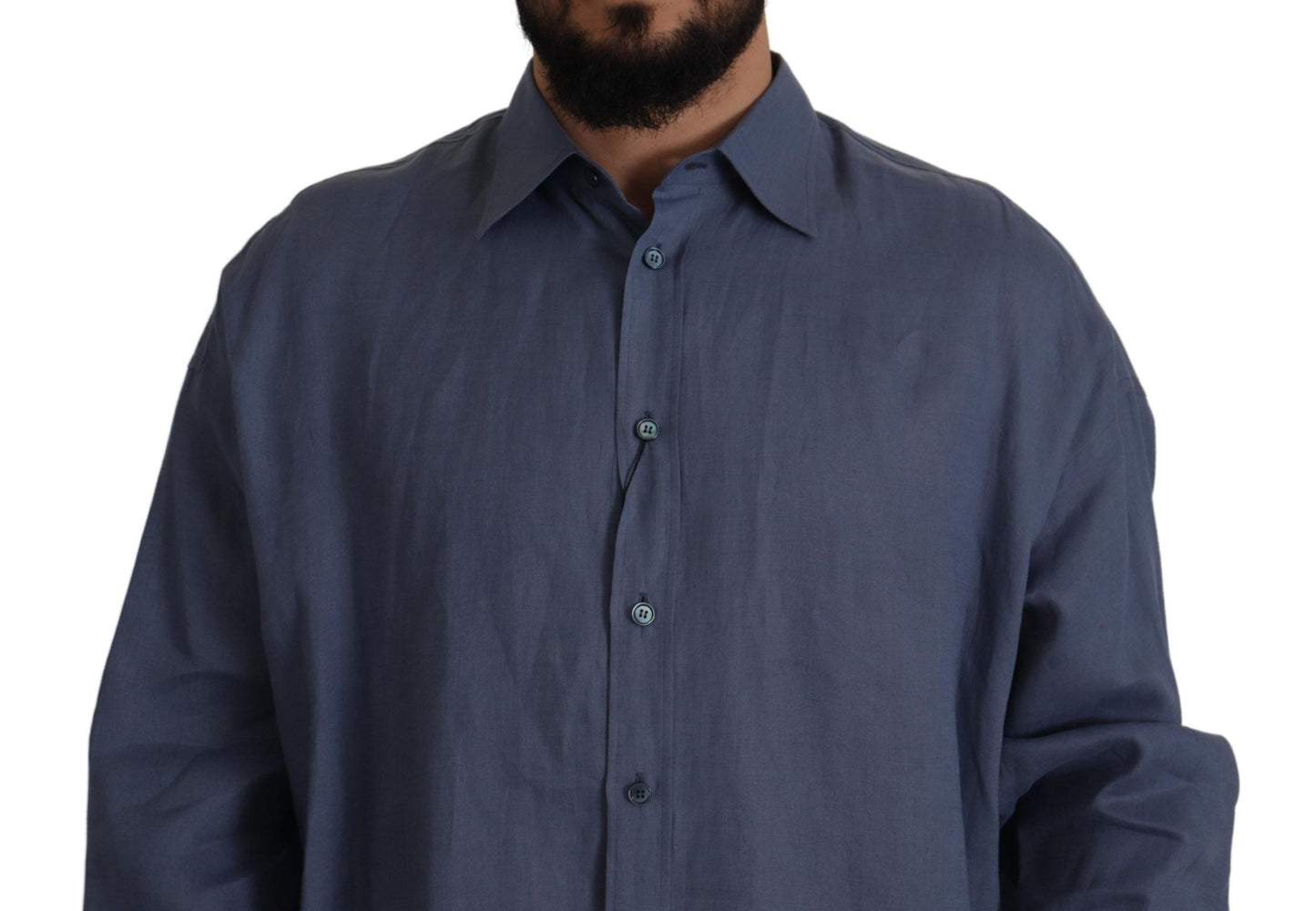 Dolce & Gabbana Blue Blue Linet Slim Fit Robe Men Formal Men Shirt