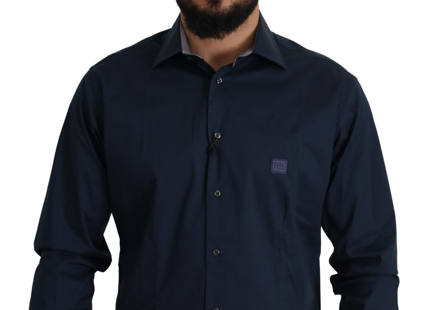 Roberto Cavalli Navy Blue Cotton Robe Shirt