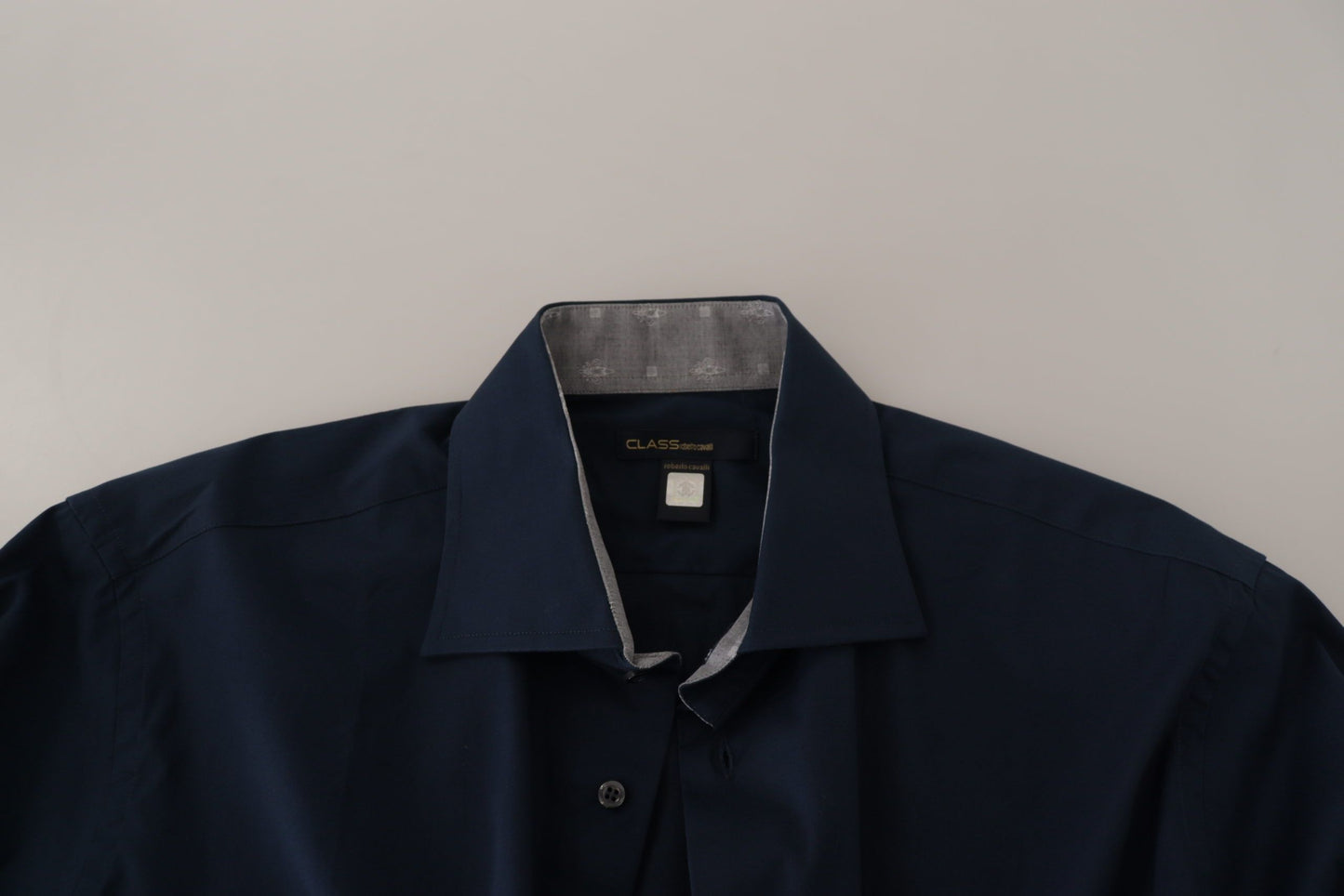 Roberto Cavalli Navy Blue Cotton Robe Shirt