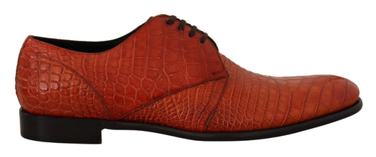 Dolce & Gabbana Orange Exotic Leather Robe Derby chaussures