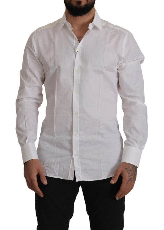 Dolce & Gabbana weiß schlanker fites Baumwoll -Hemd mit Baumwollhirt