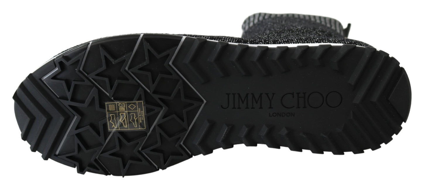 Jimmy Choo Black Silver Lurex Mix Norvège Sneakers