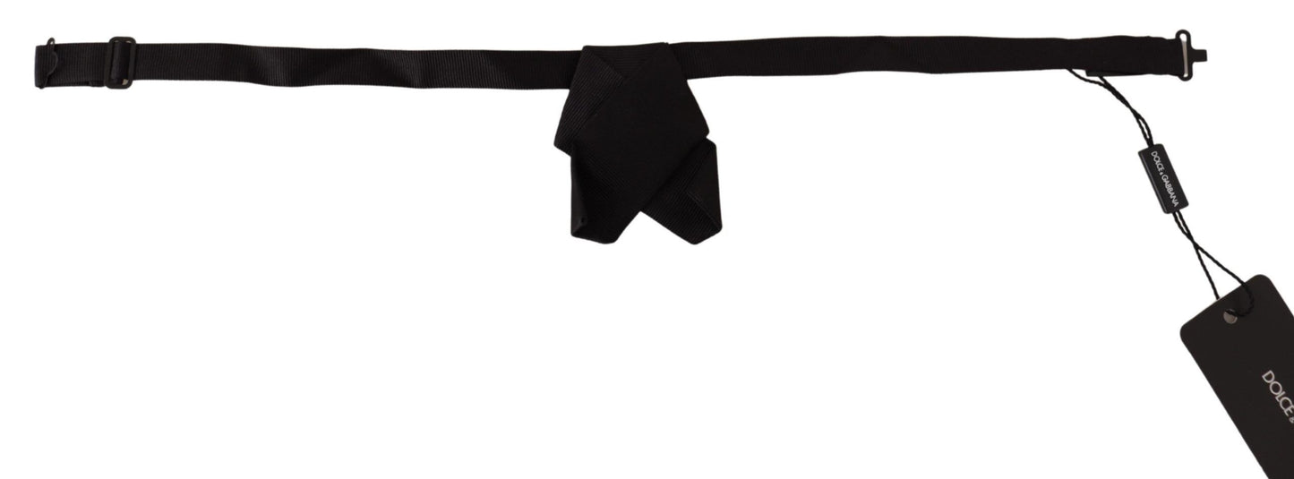 Dolce & Gabbana Schwarz 100% Seidenverstellbarer Nacken Papillon Fliege Krawatte