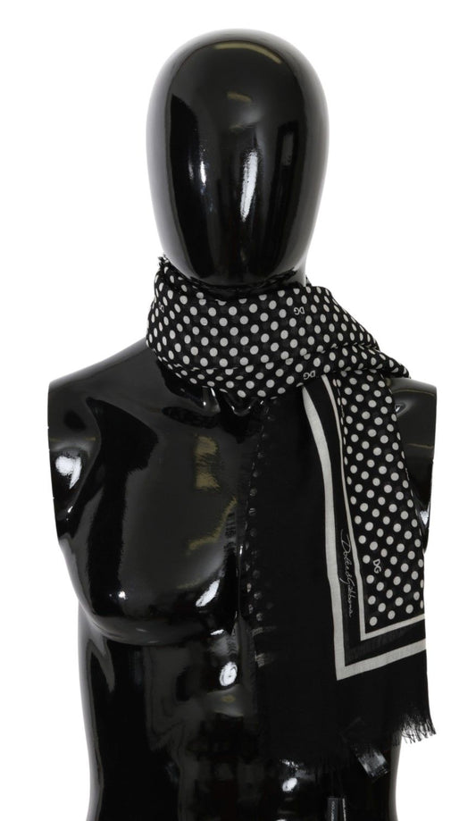 Dolce & Gabbana Black Disted Wrap Scharf Cashmere