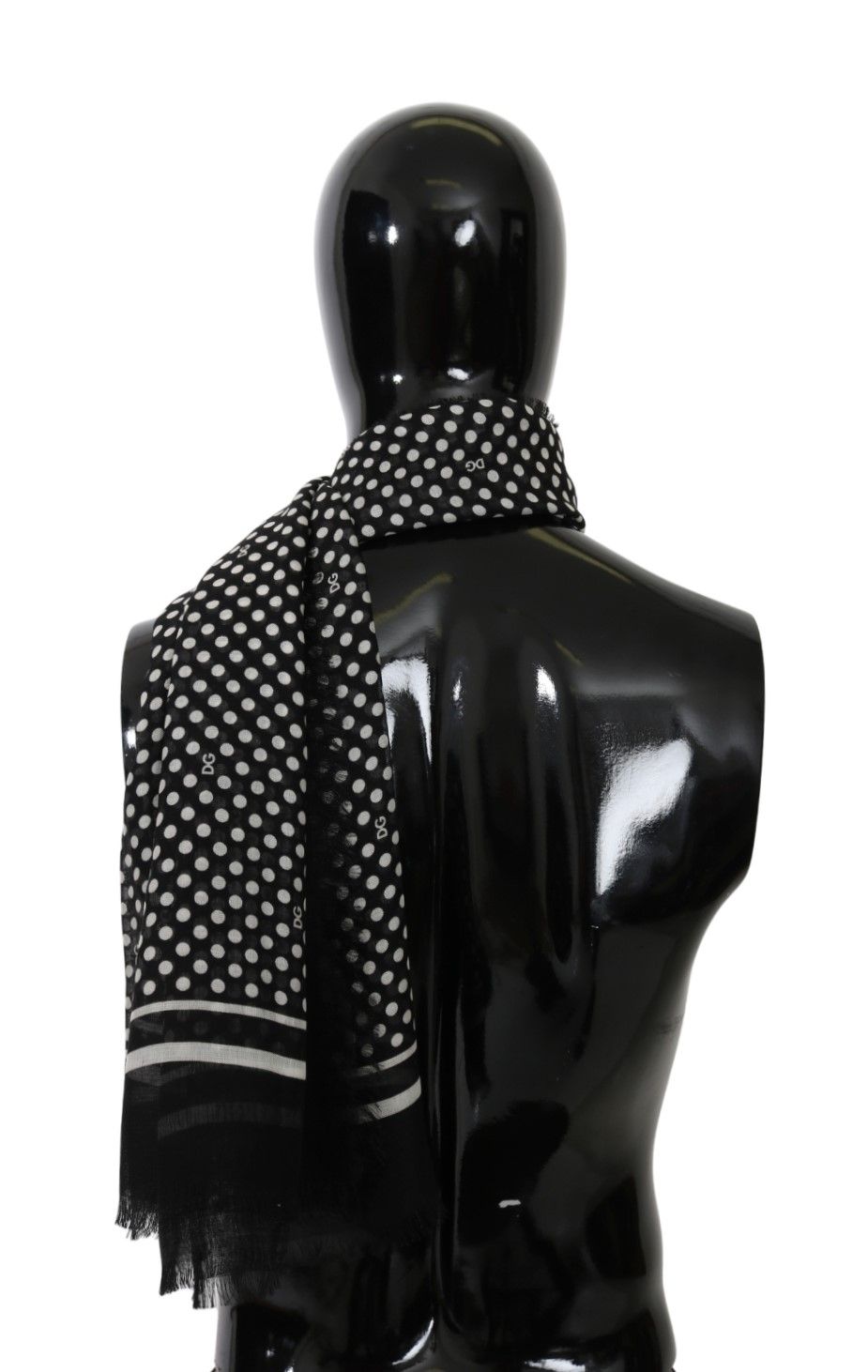 Dolce & Gabbana Black Dotted Wrap Shawl Cashmere Schal