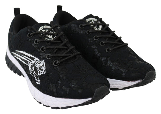 Plein Sport Black Polyester Runner Umi Sneakers Chaussures