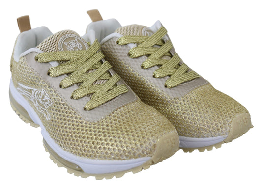 Plein Sport Gold Polyester Gretel Sneakers Chaussures