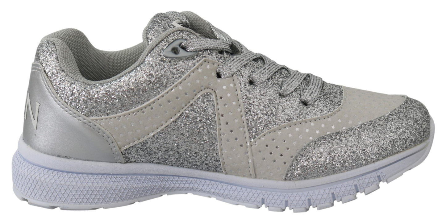 Plein Sport Silver Polyester Runner Jasmins Sneakers Chaussures