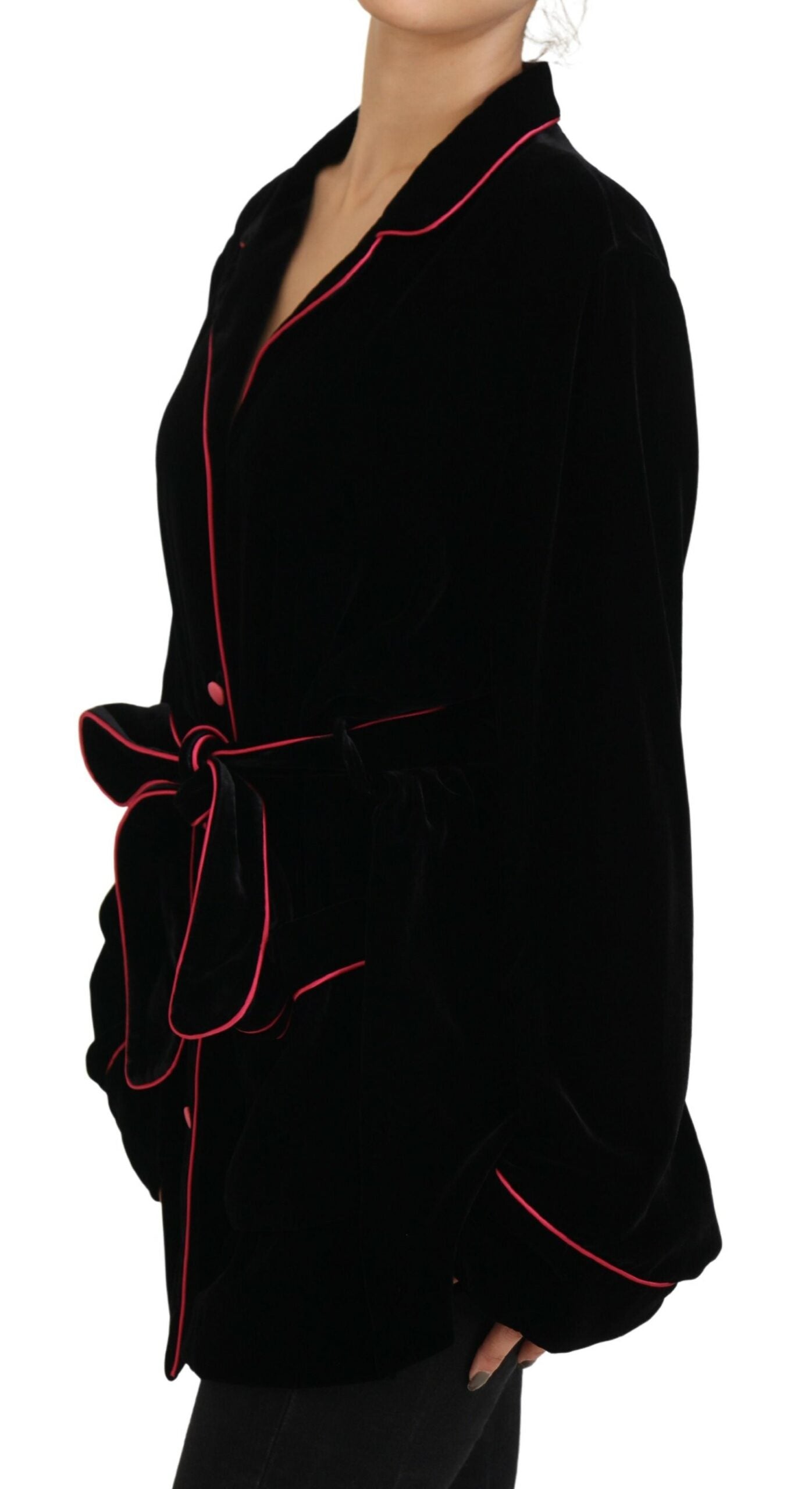 Dolce & Gabbana Black Button Gürtelblazer -Viskose -Jacke