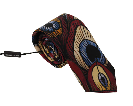 Dolce & Gabbana Marron Peacock Feather Regolable cravatta per cravatta cravatta