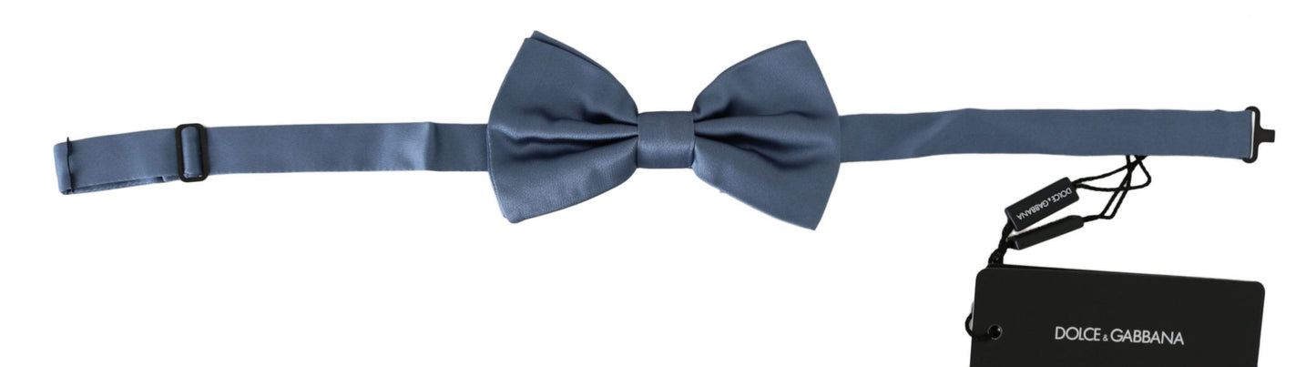 Dolce & Gabbana Blau 100% Seidenverstellbarer Nacken Papillon Fliege Krawatte