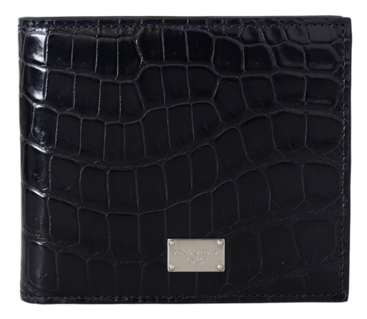 Dolce & Gabbana Black Bifold Card Porta del portafoglio in pelle esotica