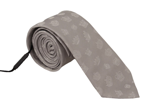Dolce & Gabbana Grey Crown Fantasy Fantasy Stampa cravatta regolabile in seta